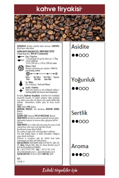 Brazil Supreme Çekirdek Kahve 250 gr - Resim 3