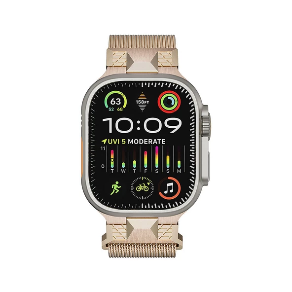 Apple Watch 1 2 3 4 5 6 7 8 9 Se Ultra 49/45/44/42 mm KRD-107 Metal Hasır Kordon ürün görseli 1