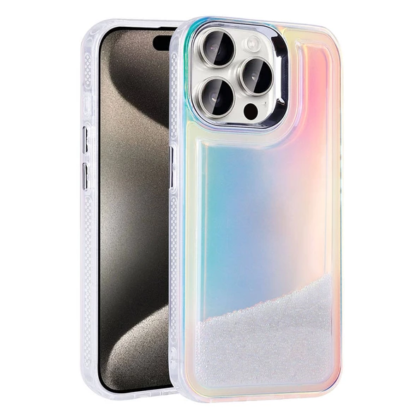 Apple iPhone 15 Pro Max Kılıf Airbagli Renkli Arka Yüzey Boncuk Tasarımlı Zore Kumul Kapak ürün görseli 1