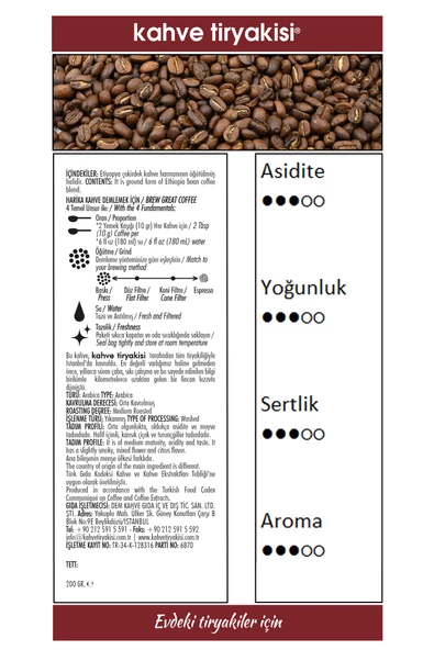 Etiyopya Filtre Kahve (SİNGLE ORİGİN) 200 gr - Resim 3