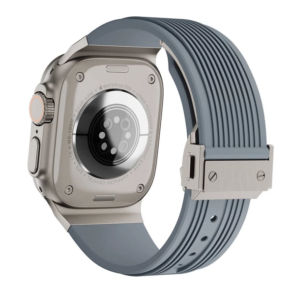 Apple Watch 1 2 3 4 5 6 7 8 9 Se Ultra 49/45/44/42 mm KRD-113 Spor Görünümlü Silikon Kordon ürün görseli 1