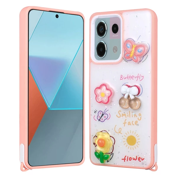 Xiaomi Redmi Note 13 Pro 5G Kılıf Parlayan Simli Kabartma Figürlü Zore Cevze Kapak ürün görseli 1