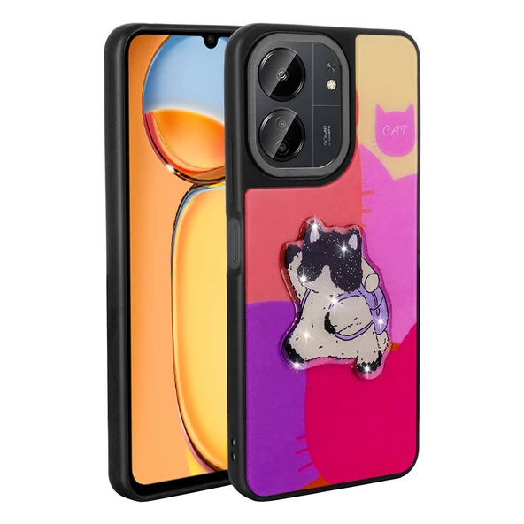 Xiaomi Redmi 13C Kılıf Parlayan Kabartmalı İkonik Figürlü Zore Amas Silikon Kapak ürün görseli 1