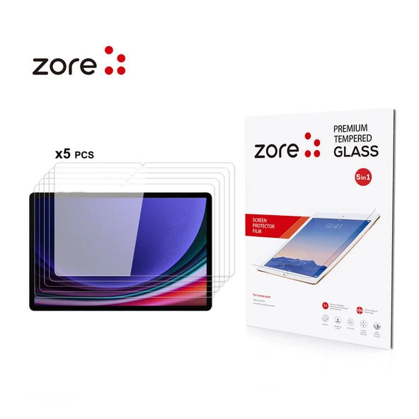Galaxy Tab S9 Plus Zore 5in1 Tablet Temperli Cam Ekran Koruyucu ürün görseli 1