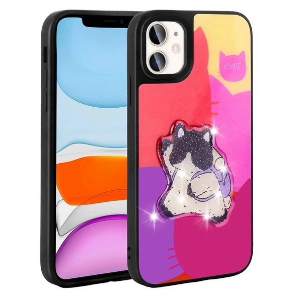 Apple iPhone 11 Kılıf Parlayan Kabartmalı İkonik Figürlü Zore Amas Silikon Kapak ürün görseli 1