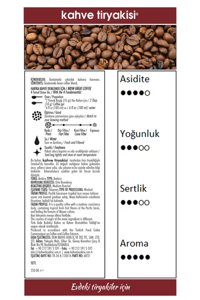 Guatemala Çekirdek Kahve (Single Origin) 250 gr - Resim 3