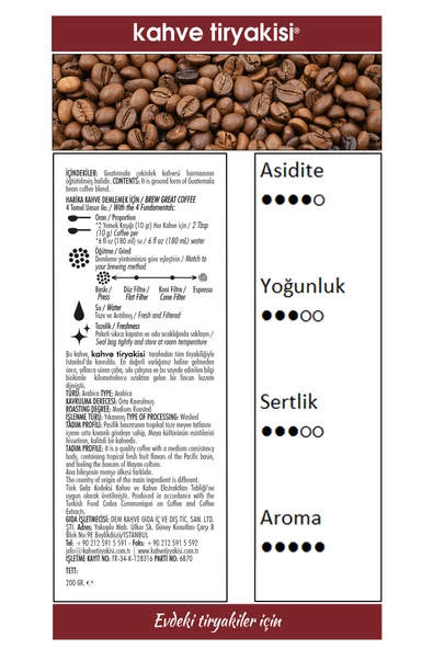 Guatemala Çekirdek Kahve (Single Origin) 200 gr - Resim 3