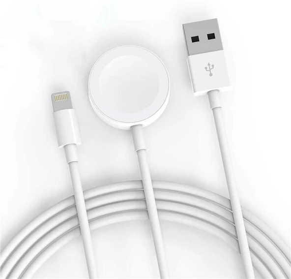 Akıllı Saat (Apple Watch SE/7/6/5/4/3/2/1 )Lightning-Wireless USB Şarj Kablosu 1.2m ürün görseli 1