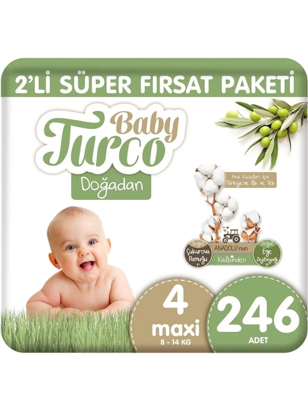 Baby Turco Doğadan 4 Numara Maxi 246'lı Bebek Bezi ürün görseli 1