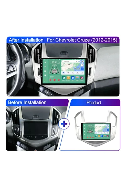 NAVMİNA Chevrolet CRUZE 2013-2015 Uyumlu 9 inç Gri Çerçeveli Multimedya ürün görseli 1