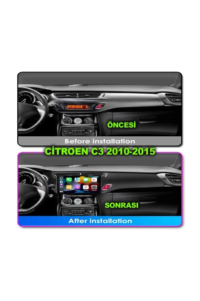 NAVMİNA Citroen C3 DS3 2010-2015 Uyumlu 2+32 gb 10 inç Siyah Çerçeveli Multimedya ürün görseli 1