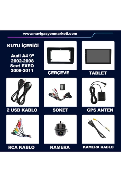 Audi A4 2002-2008 Uyumlu 9 inç Android Multimedya - Resim 6