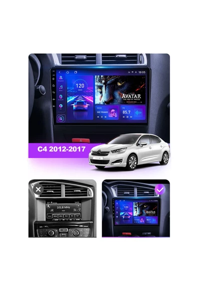 NAVMİNA Citroen C4 2011-2017 Uyumlu 10 inç 2+32 gb Multimedya ürün görseli 1