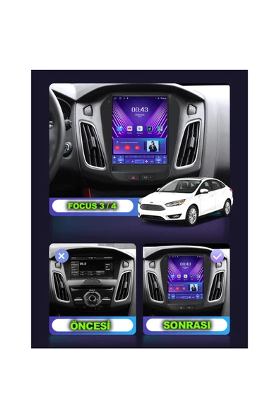 NAVMİNA Ford Focus 3-4 2012-2018 Uyumlu 9.7 inç TESLA 4-64 GB Multimedya ürün görseli 1