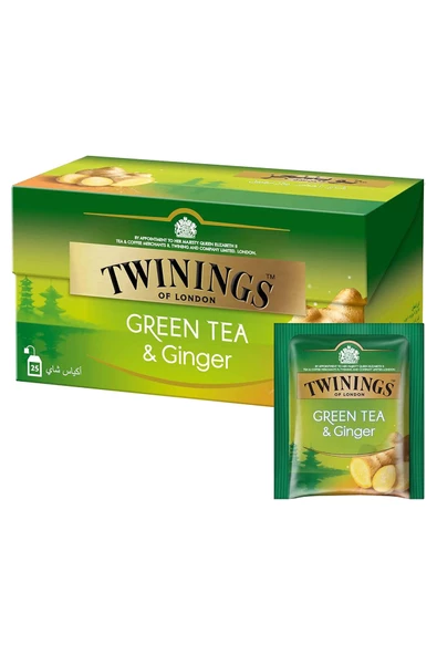 Twinings Zencefilli Yeşil Çay 25'li Bardak Poşet ürün görseli 1