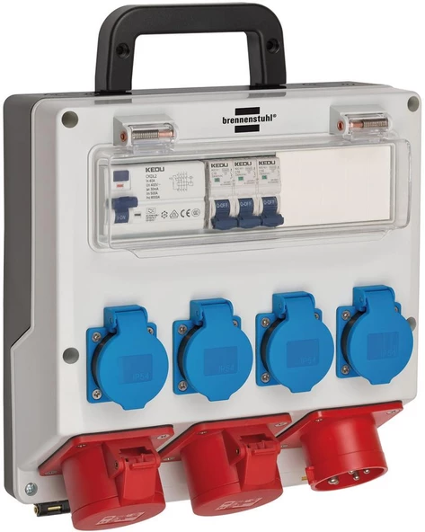 Brennenstuhl IP44 Lisanslı Şantiye Kullanımına Uygun Duvar Tipi Sigorta Kutusu Şalterli Güç Dağıtıcısı 4/16A - 3x LS 230V/16 A ürün görseli 1