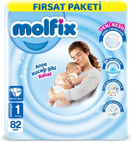 Molfix 1 Numara Yenidoğan 82'Li Bebek Bezi ürün görseli 1