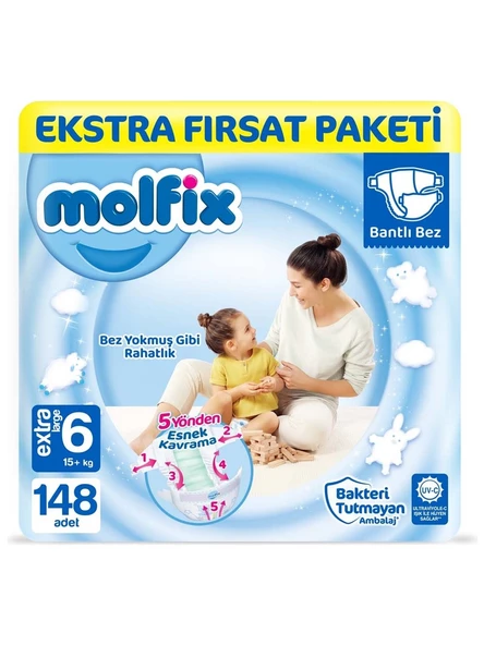 Molfix 6 Beden Extra Large Ekstra 148'li Bebek Bezi ürün görseli 1