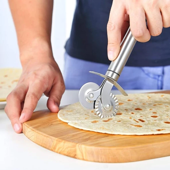 Çift Başlıklı Pizza Hamur Bıçağı - Resim 2