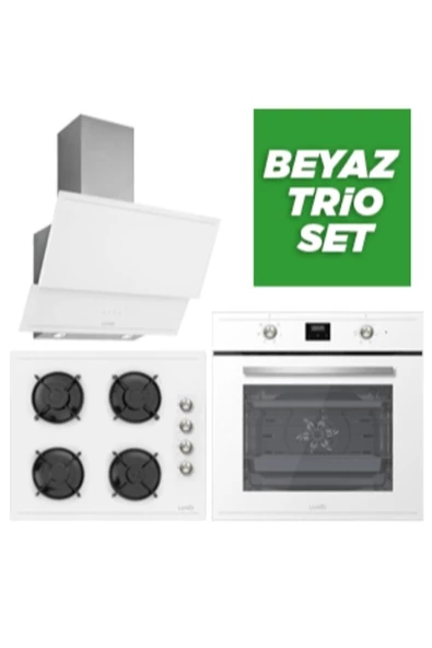 Luno Ankastre Beyaz Trio Set  BUHARLI PİŞİRME TEMİZLEME ürün görseli 1