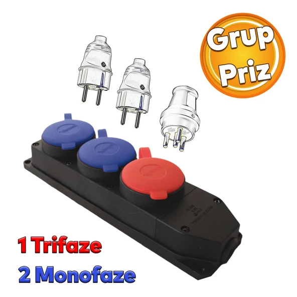 Kapaklı Grup Priz Çoğaltıcı 2 Monofaze 1 Trifaze Kablosuz Kauçuklu Sanayi Tipi Elektrik Prizi ürün görseli 1