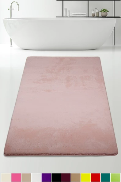 Bonny Home Elite Pudra 80x150 cm Peluş Banyo Paspası Kaymaz Tabanlı Pufidik Banyo Halısı Büyük Ebat ürün görseli 1