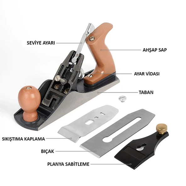 WORKPRO WP252001 230MM Ahşap Saplı Profesyonel Marangoz Ahşap Rendesi - Resim 4