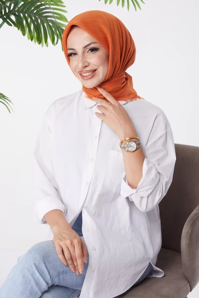 Düz Orta Kadın Turuncu Eşarp - 26146 ürün görseli 1