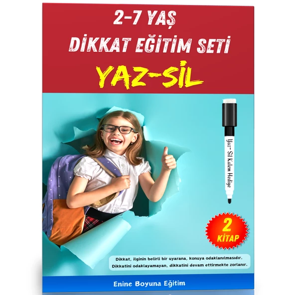Okul Öncesi 2-7 Yaş Dikkat Eğitim Seti YAZ-SİL (2 Kitap) ürün görseli 1
