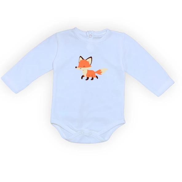 Tilki Baskılı Bebek Body Zıbın Çıtçıtlı Badi ürün görseli 1