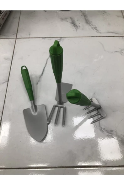 Kupa 3'lü Bahçe Seti Tırmık Çapa Kürek Mini Bahçe Seti - Resim 2