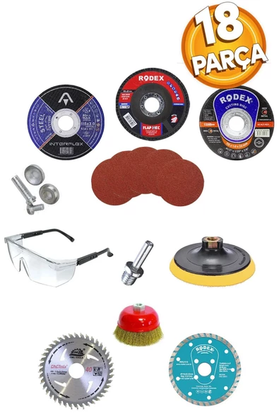 mesut hırdavat 18 Parça Spiral Avuç Taşlama Cırt Zımpara Ahşap Inox Metal Mermer Kesici Kesme Flap Disk ürün görseli 1