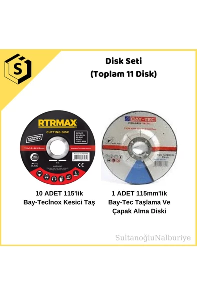 Baytec Taşlama Seti 10adet Inox Metal Kesici 1ad Çapak Alma Taşı ürün görseli 1