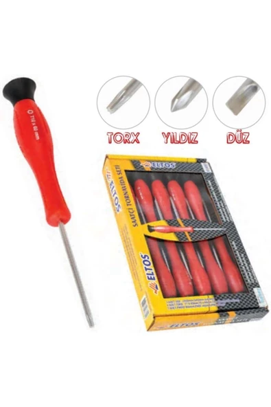 Eltos Torx-düz-yıldız Saatçi Klemens Tornavida Seti 10 Parça ürün görseli 1