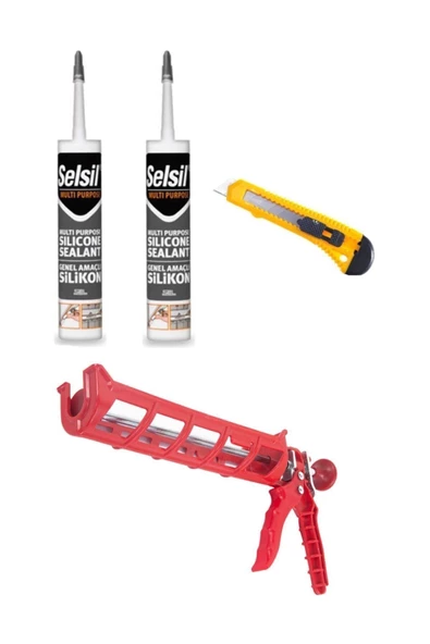 Selsil Şeffaf Silikon Seti 560ml Silikon Ve Tabancasıyla Birlikte Falçata ürün görseli 1
