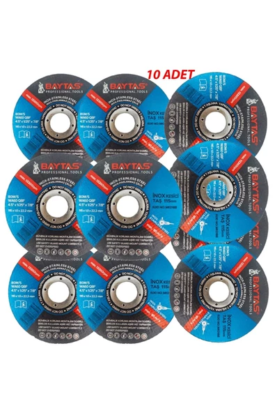 BAYTAŞLAR Baytaş Inox Metal Kesme Disk 10 Adet 115 Mm Kaliteli Kesici  Spiral Taş ürün görseli 1