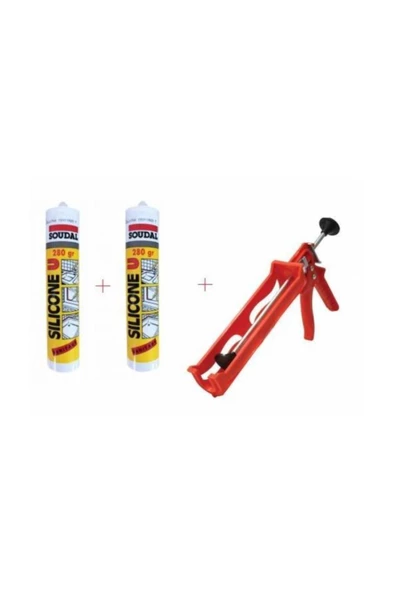 Soudal 2 Adet Beyaz Silikon + Silikon Tabanca ürün görseli 1