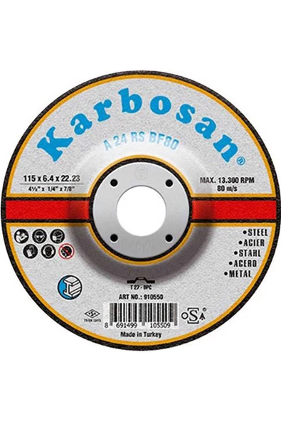 KARBOSAN 180x8.0x22.23 Nk Metal Taşlama Diski ürün görseli 1