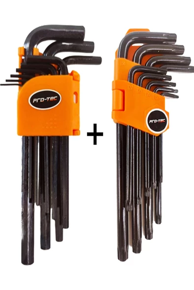 PROTEC Torx & Alyan Seti Profesyonel 2 Set Alyan & Torx Alyan Takım 18 Parça 2 Set ürün görseli 1