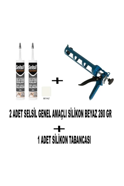 Selsil 2 Adet Silikon Şeffaf + Plastik Silikon Tabancası ürün görseli 1