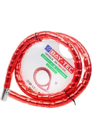 Baytec Motor Motosiklet Kilidi Yaylı Kilit 150 cm - Kırmızı Renk - Bay Tec Mk2476 ürün görseli 1