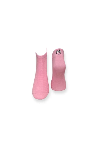 Me-vo  Tekli Pembe Renkli Unisex Esnek Nem Alabilen Pamuklu Düz Patik Çorap ürün görseli 1