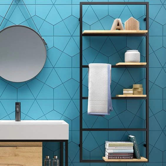 Banyo Duvara Monte Raf Ahşaplı Açık Banyo Dolabı ürün görseli 1