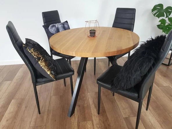 Yuvarlak Masa Metal Ayaklı Yemek Masası ürün görseli 1