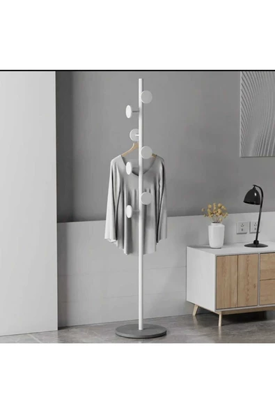 Metal Beyaz  Ayaklı Askılık Elbise Askısı Portmanto Askılık 165*32 cm ürün görseli 1