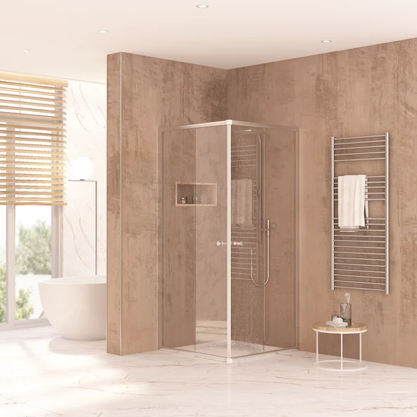 Sanica Orbit Duşakabin Kare Şeffaf Cam 5 mm 80 x 80 cm H:178 ürün görseli 1