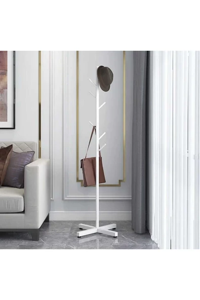 TRENDESK Metal Beyaz  Ayaklı Askılık Portmanto Modern Elbise Askısı Konfeksiyon Askısı 165 cm ürün görseli 1