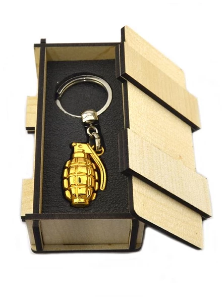 El Bombası - Grenade - Anahtarlık - Gold - Ahşap Kutulu ürün görseli 1