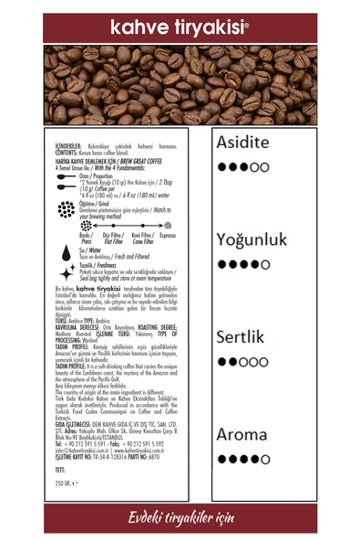 Kolombiya Çekirdek Kahve (Single Origin) 250 gr - Resim 3