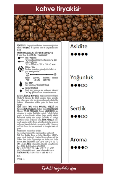 Kenya Filtre Kahve (SİNGLE ORİGİN) 200 gr - Resim 3